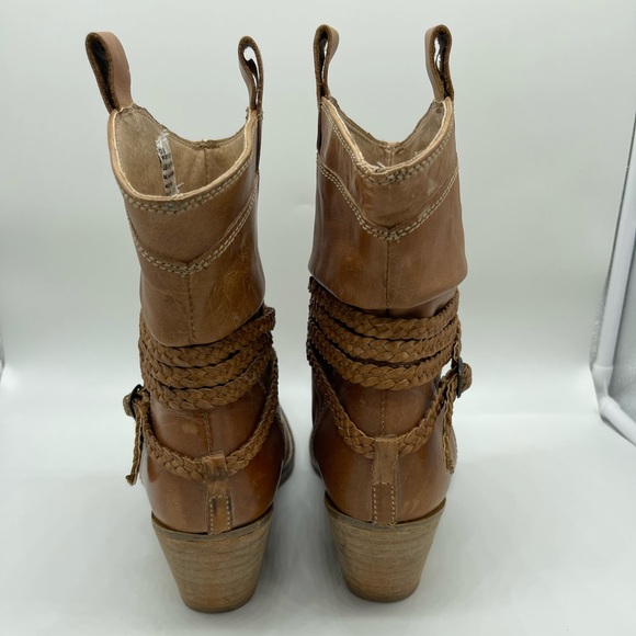 Dingo Twisted Sister Brown Leather Cowboy Boots Booties. Size 9.5 - Picture 5 of 10